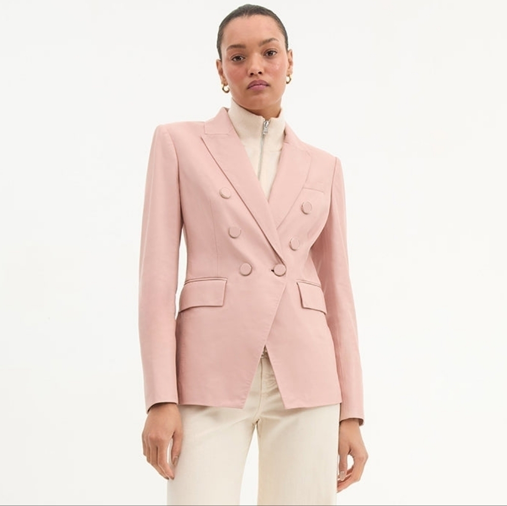 Veronica Beard Pink 100% Lambskin Leather Miller Blazer in Pink Clay